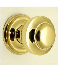 Traditional Victorian Centre Door Knob - Polished Brass