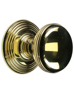 Ringed Pattern Mortice Knob Set - Polished Brass