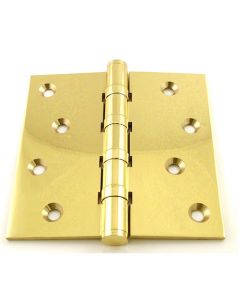 4 Ball Bearing Broad Butt Projection Hinge 102mm x 102mm Polished Brass