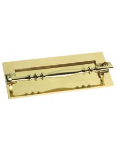 Plain Letter Plate With Grab Pull Handle - Available In Two Sizes - Polished Brass