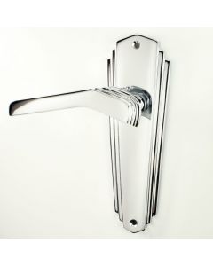 Waldorf - Art Deco Door Handle Suite - Polished Chrome