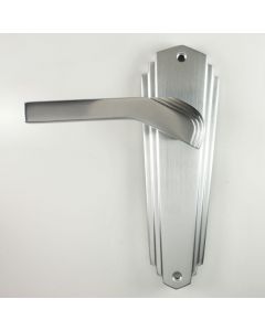 Waldorf - Art Deco Door Handle Suite - Satin Chrome