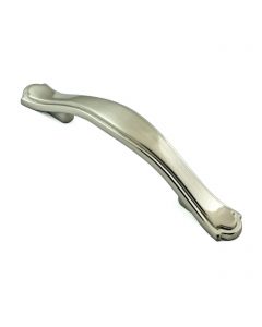 Stepped Edge Traditional Style Bow Handle - 128mm Long - Satin Nickel