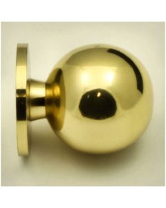 Plain Ball Shape Cupboard Knobs With Fixed Rose - Polished Brass