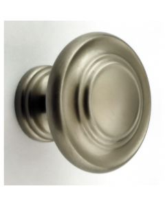 Stepped Pattern Disc Shape Cupboard Knob - Brushed Satin Nickel