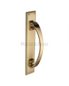 Pull Handle On Plate - Face Fixed - Satin Brass