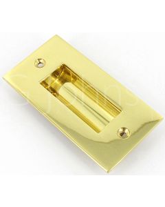 Rectangular Shape Inset Flush Handle For Sliding Doors - 100mm x 52mm - Polished Brass