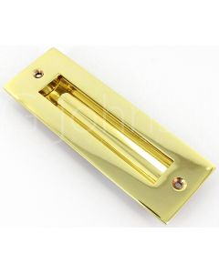 Long Rectangular Shape Inset Flush Handle For Sliding Doors - 152mm x 50mm - Polished Brass