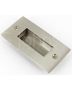 Rectangular Shape Inset Flush Handle For Sliding Doors - 100mm x 52mm - Satin Nickel