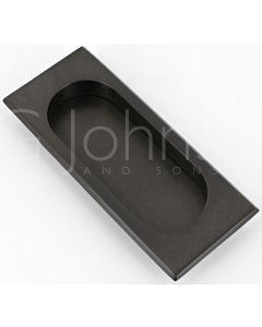 Rectangular Flush Pull With Oval Groove - Matt Black Bronze