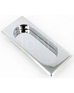 Rectangular Flush Pull With Oval Groove - Polished Chrome