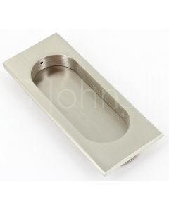 Rectangular Flush Pull With Oval Groove - Satin Nickel