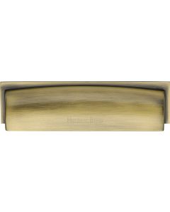 Rectangular Shaped Cup Handle - Rear Fix - Available In Two Sizes - Antique Brass (Gloss Lacquered)
