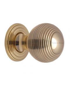 Reeded Cupboard Knob - 32mm - Polished Brass