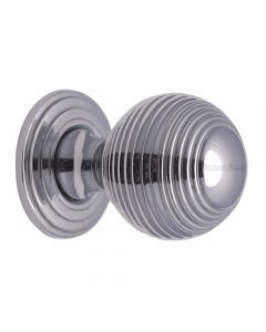 Reeded Cupboard Knob - 32mm - Polished Chrome