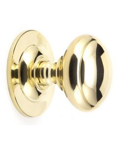 Round Centre Door Knob - Polished Brass Unlacquered