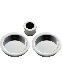 Round Design Flush Pull Handle Set For Sliding Pocket Doors - Polished Brass