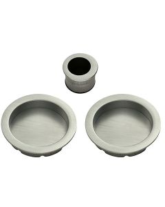 Round Design Flush Pull Handle Set For Sliding Pocket Doors - Polished Brass