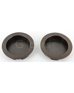 Round Flush Handle Set For Sliding Pocket Doors - Supplied With 2 x Circular Flush Pulls - Matt Bronze (Lacquered)