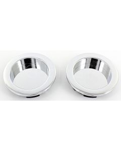 Round Flush Handle Set For Sliding Pocket Doors - Supplied With 2 x Circular Flush Pulls - Polished Chrome