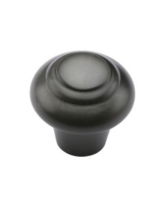 Round Stepped Cupboard Knob - Available In Two Sizes - Matt Black