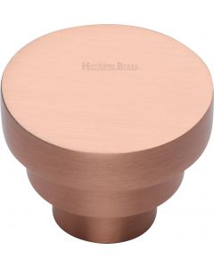 Round Stepped Cupboard Knob - Satin Copper
