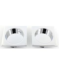 Square Flush Handle Set For Sliding Pocket Doors - Supplied With 2 x Square Flush Pulls - Polished Chrome