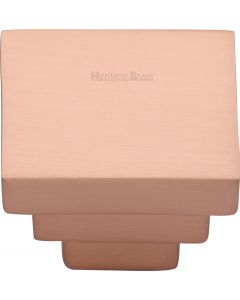 Square Stepped Cupboard Knob - 32mm x 32mm - Satin Copper