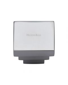 Square Stepped Cupboard Knob - 32mm - Polished Chrome