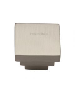 Square Stepped Cupboard Knob - 32mm - Satin Nickel