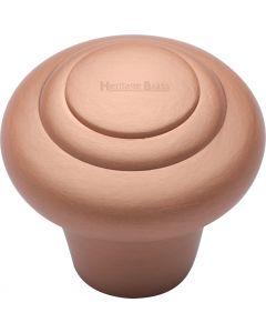 Stepped Pattern Round Cupboard Knob - Satin Copper