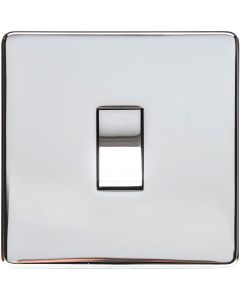 1 Gang Light Switch - Studio Concealed Fix Plate Light Switch & Socket Range - Flat Screwless Plate With Rounded Edges - Polished Chrome