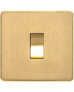 Studio Concealed Fix Plate Light Switch & Socket Range - Flat Screwless Plate With Rounded Edges - Satin Brass
