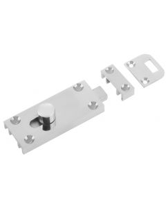 Small Surface Mounted Bolt - Suitable For Inward Or Outward Opening Doors - 63mm x 25mm - Polished Chrome