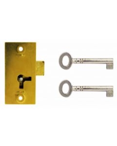 Traditional 1 Lever Straight Cupboard Lock With Key - Brass