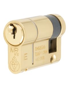 TS007 1 Star Rated - BS Kitemarked - 6 Pin Anti Snap Euro Profile Single Half Cylinders - High Security Range - Polished Brass