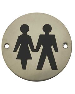Unisex Symbol - Circular Screw Fix Sign - Polished Stainless Steel