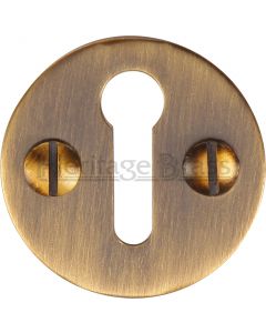Round Open Escutcheon Key Hole Cover - Antique Brass