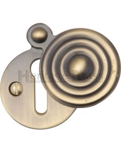 Reeded Covered Escutcheon - Antique Brass