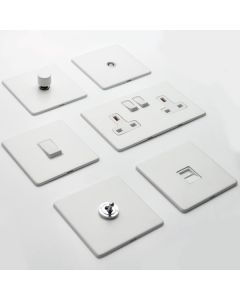 Vintage Concealed Fix Plate Light Switch & Socket Range - Flat Screwless Plate With Rounded Edges - Matt White