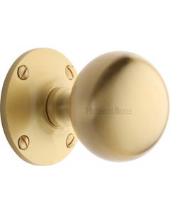 Westminster Round Mortice Knobs - Satin Brass