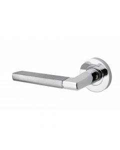 Venice Round Rose Lever Door Handles - Screw On Rose - Satin Chrome-Polished Chrome