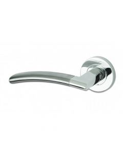Amalfi Round Rose Lever Door Handles - Screw On Rose - Satin Chrome/Polished Chrome