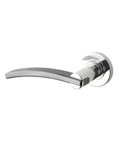 Adria Round Rose Lever Door Handles - Screw On Rose - Satin Chrome/Polished Chrome