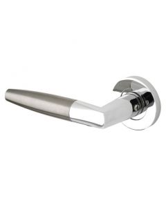 Atlanta Round Rose Lever Door Handles - Screw On Rose - Polished Chrome/Satin Nickel