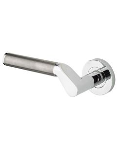 Venus Round Rose Lever Door Handles - Screw On Rose - Polished Chrome/Satin Stainless