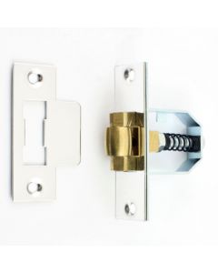 Heavy Duty Adjustable Roller Ball Catch - Polished Stainless Steel With Brass Wheel