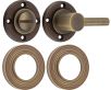 Accessible Bathroom Turn & Release With Reeded Round Rose - 53mm x 10mm - Antique Brass (Lacquered)