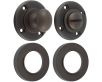 Bathroom Oval Knob Turn & Release With Knurled Round Rose - 53mm x 10mm - Dark Bronze (Lacquered)