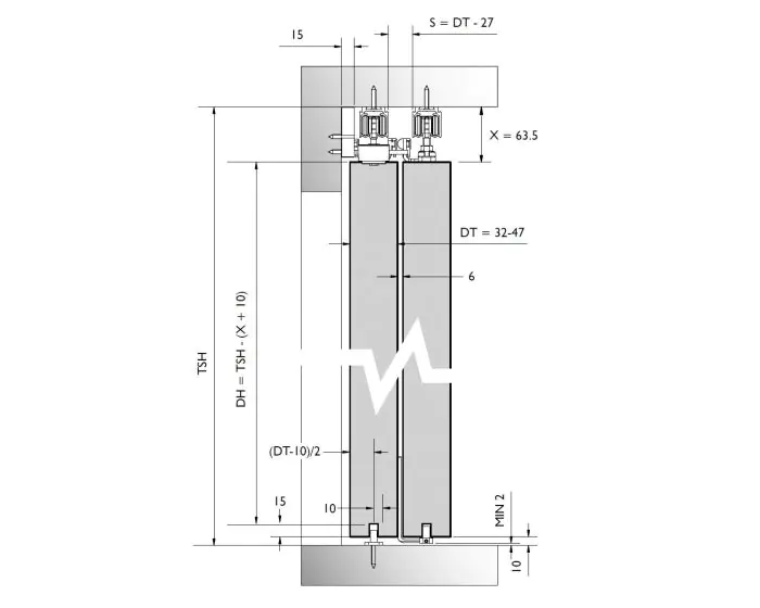 2 Door Telescopic Sliding Track Kit Max Width Per Panel 1200mm To Cover A Maximum Opening Of 2330mm Weight 80kg G Johns Sons Door Telescopic Sliding Track Kit, Sliding Door Track Dimensions